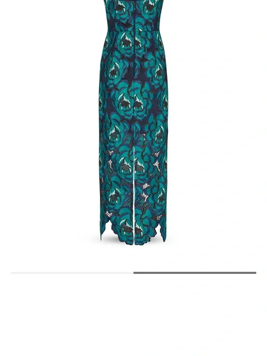 NWT MILLY Kait Bloom Strapless Column Dress Turquoise Lace Floral Size 4 - Picture 3 of 4